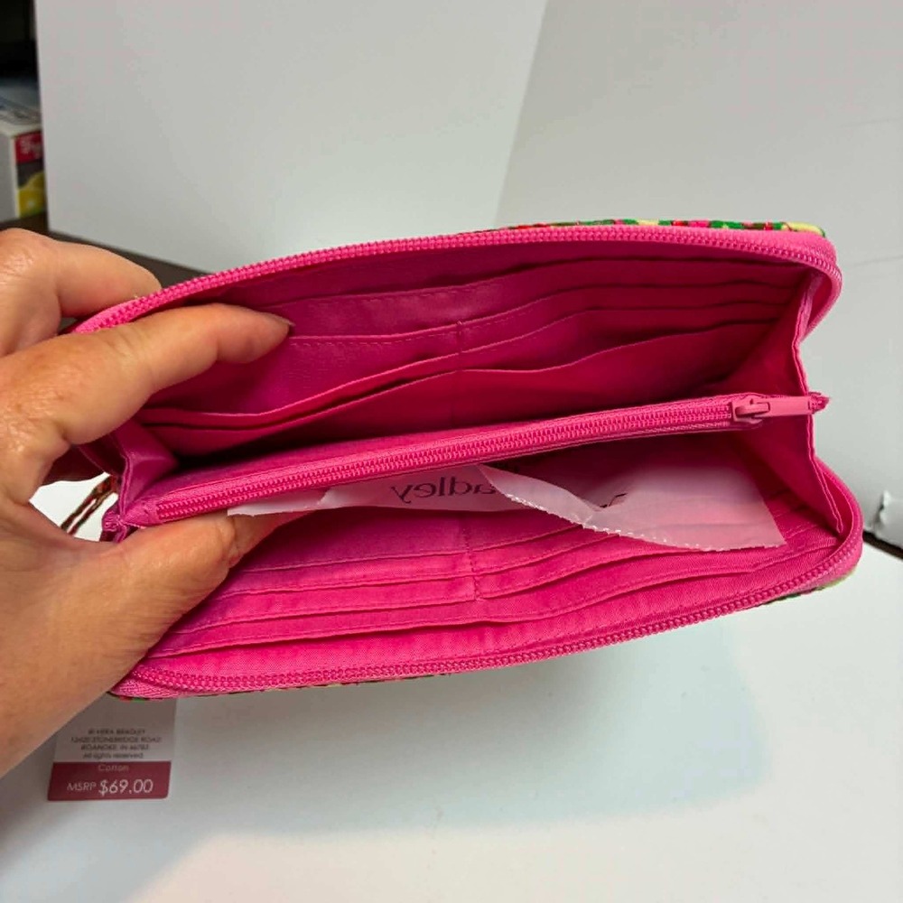 Vera Bradley Essential Continental Wallet Capri Pink Paisley Cotton Organizer - Picture 5 of 6